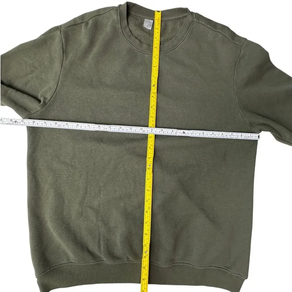 H&M Men’s L Olive Green Crewneck Sweatshirt Pullover Fleece Relaxed Fit